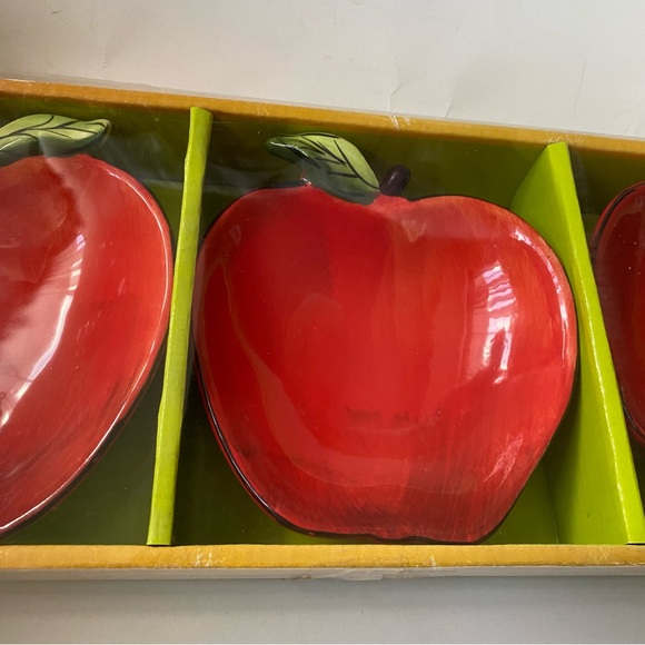 American Atelier At Home Fresh Fruit Ceramic Snack Plates Apples Brand New - Picture 6 of 8